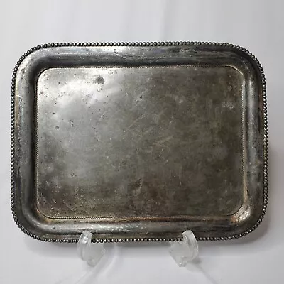 Antique Meriden Silver SP Tray Quadruple Plate Beaded Edge 10 X8  #3721 Lion • $17.59