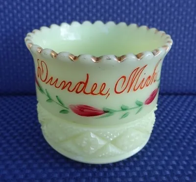 Dundee Michigan Mich Antique Uranium HEISEY Souvenir CUSTARD GLASS Open Sugar • $25