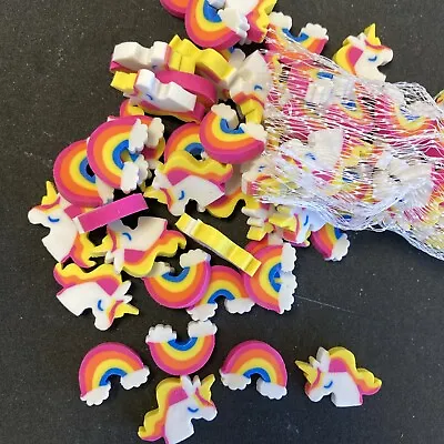Unicorn And Rainbow Mini Erasers - 60 Count - Great Manipulative And Party Favor • $3.99