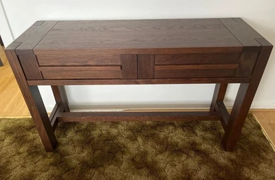 £50 • Buy M&S Sonoma Dark Brown Oak Hallway Console Table With 2 Drawers 122x40x75cm