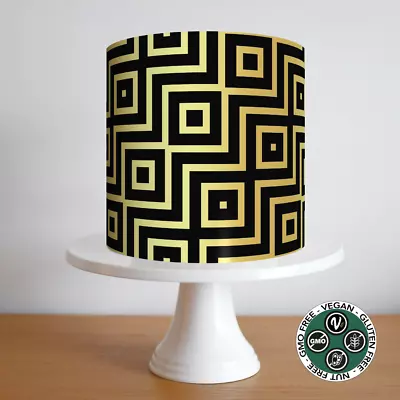 Art Deco Geometric Cake Topper Border Strip Pattern Wrap Around Party Edibl Gold • £6.49