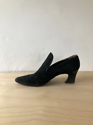 Vintage Yves Saint Laurent Womens Black Suede Pumps 7 1/2 YSL Heels Shoes • $33.33