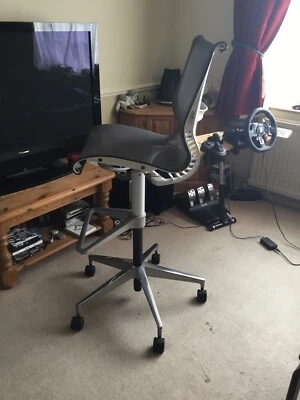 £200 • Buy HERMAN MILLER SETU Chrome Drafting Stool, Draftsmanship Standing Desk Chair