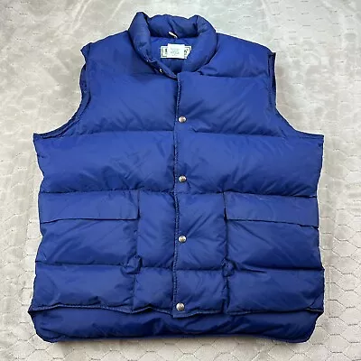 Vintage LL Bean Quilted Mens Goose Down Puffer Vest - Sz XL - Navy Made In USA • $100