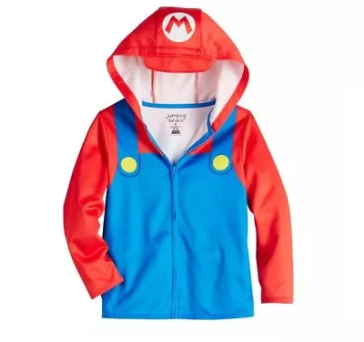 Super Mario Bros Kids Youths Costume Fleece Sweater Hoodie Zip Up Jacket Size 6 • $24.71