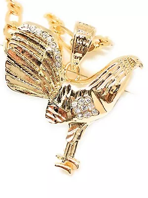 Gallo Medalla Gold P. Chicken Rooster Pendant Necklace 26  Cadena Oro Laminado • $16.99