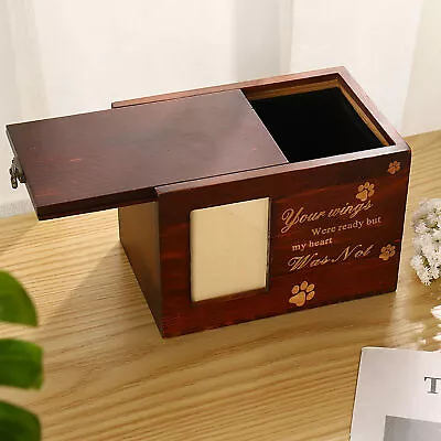 Wooden Pet Memorial Urn For Ashes With Photo Frame Cat / Dog Memory Box Keepsake • $23.18