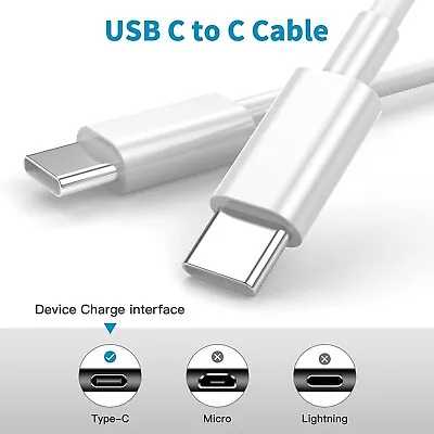 $4.99 • Buy USB Type C To USB-C Cable Charge PD Quick Charging Data Fast Charger Samsung