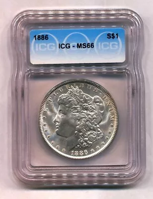 1886 Unc Morgan Silver Dollar Icg Ms66 • $275