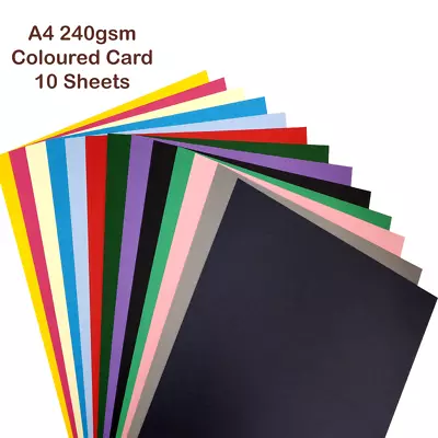 £3.49 • Buy ARK A4 240gsm Colored Card Stock  Double Sided  Pack Of 10 Sheets