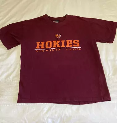 Vintage Virginia Tech Hokies Men's Embroidered  90s T-Shirt Burgundy Medium • $20