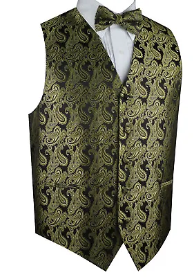 Men's Paisley Formal Tuxedo Vest Bow-Tie & Hankie Set. Wedding Prom Cruise • $22.95