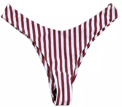 New Zaful Red White Stripe Brazilian Bikini Swimsuit Swim Bottoms Size 4 • $5.99