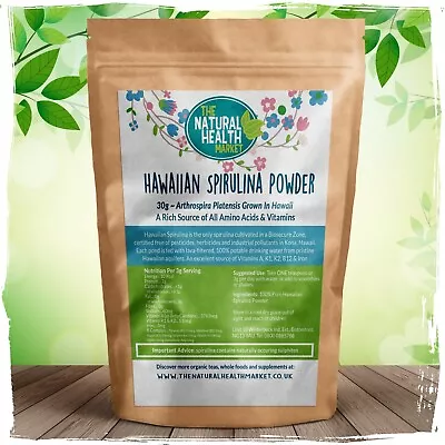 Hawaiian Spirulina Powder By The Natural Health Market - GMO Free -Nutrient Rich • £4.99