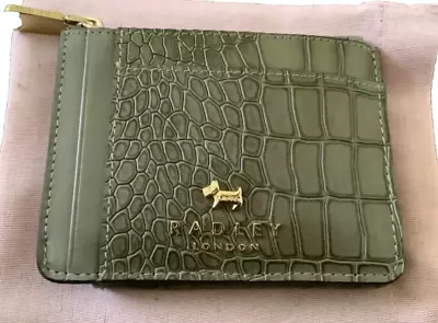 RADLEY - CECIL ROAD Green Faux Croc Leather Zip Top Card Holder Purse.     BNWT. • £26.99