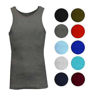 Mens Fitted Tank Tops Ribbed Shirts Muscle Sleeveless Gym Beach Undershirts NEW • $10.97