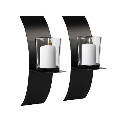 2Pc Wall Candle Holder Metal Candlestick Stand Wall-Mounted Indoor Outdoor Decor • £15