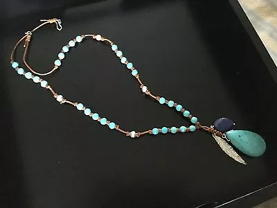 Chan Luu NWT Sterling Silver 32 Semiprecious Turquoise Necklace W/charms • £216.95