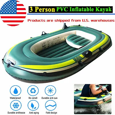 2/3 Person Inflatable Boat Fishing Boat Kayak Canoe Rowing Air Boat Drifting PVC • $83.99