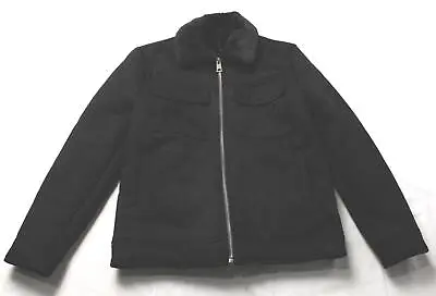 River Island UK Men's Shearling Lined Western Jacket AH4 Black Medium NWT • $47.49