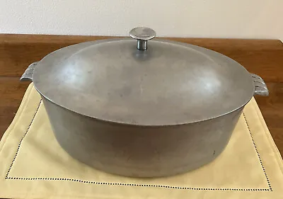 $25 • Buy Vintage WARDS Oval Cast Aluminum Ware Roasting Pot With Lid Dutch Oven