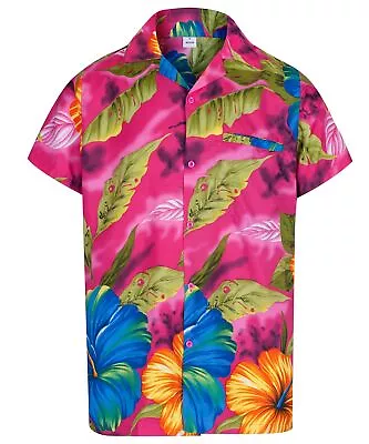 Mens Hibiscus Floral Shirt Hawaiian Shirt Party Holiday Surf Beach Fancy Dress  • £5.99