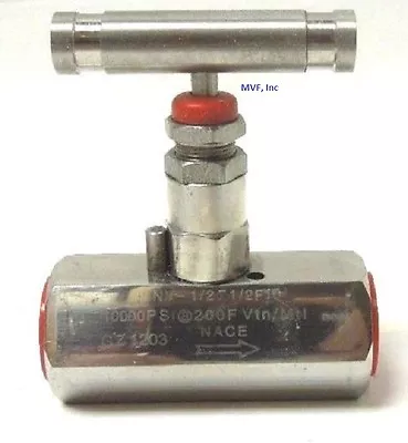 Needle Valve 1/2  Female NPT 10000 PSI Stainless Metal Seats NACE 554IN05 • $56.97