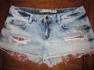 ZARA Trafaluc Distressed Destroy Cut Off Denim Shorts 6 28 Exposed Navajo Pocket • $28.99