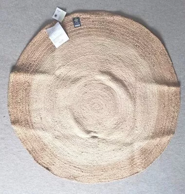 Fairtrade Goodweave Namaste Natural Recycled Braided Cotton Round  Rug 120cm • £27.99