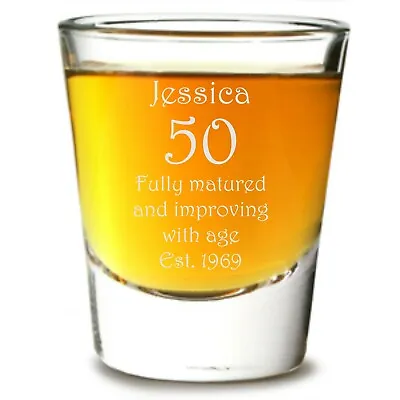 Personalised Birthday Shot Glass Any Age Fun 40th 50th 60th Mum Nana Wife Gift • £8.95
