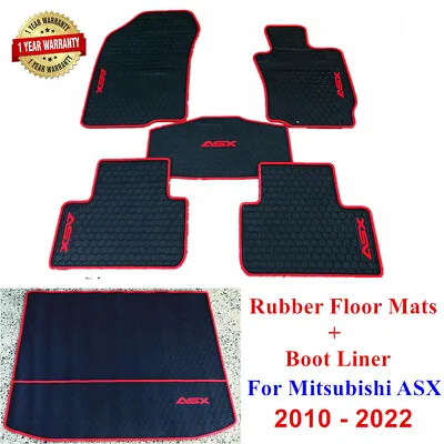$135 • Buy Rubber Waterproof Floor Mats & Boot Liner For Mitsubishi ASX 2010- 2022 Red Trim