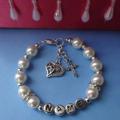 £4.99 • Buy  Personalised Charm Bracelet First Holy Communion Christening Confirmation Gift