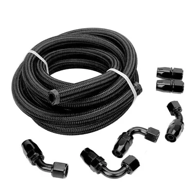 5/8  20FT Hose Nylon Stainless Steel Braided CPE Oil Fuel Line 10AN Fittings Kit • $43.12