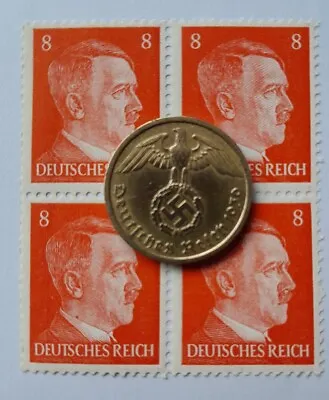 Third Reich World War 2 Coin And Hitler Stamp Set Military History Memorabilia • £6.99
