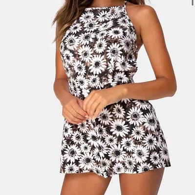 Motel Dyed Daisy Playsuit With Backless Detail / Lace Up - Size S • $12.43