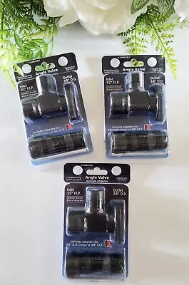 Lot Of 3 K2048AVBLF Lead-Free Quarter Turn Angle Valve With 5/8  & 3/8  Adapters • $24.93