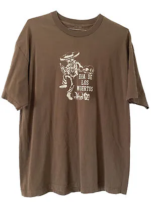 Dia De Los Muertos-Drunk Mariachi Skeleton T-shirt. Brown. Size: XL. Pre-owned. • $10