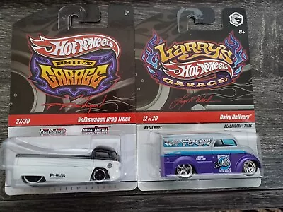 Hot Wheels Lot Of 2 Larry's Garage  Volkswagen Drag Truck  Dairy Delivery • $12