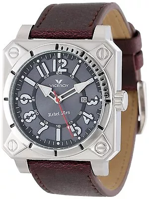 Viceroy Men's Watch 432121-15  Rebel  Stainless Steel Brown Leather MSRP $450 • $89.99