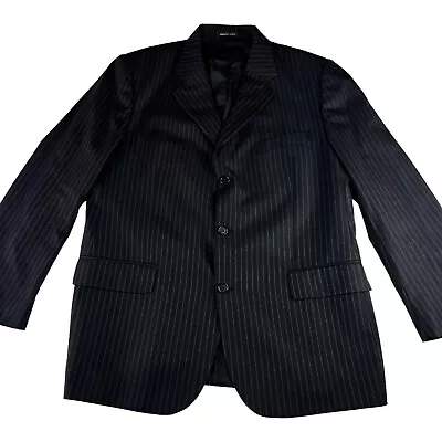 Yves Saint Laurent Black Pin Stripe 100% Wool Blazer Jacket YSL Size 56 UK44 • £49.95