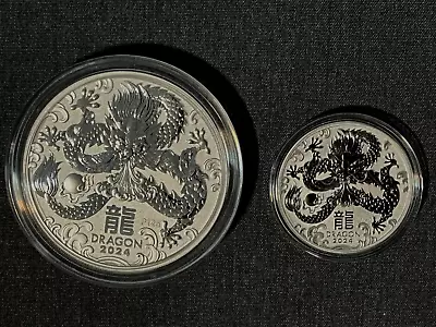 2024 Luna Dragon 5 Oz And 1 Oz Silver Buillion Coins Ex Perth Mint. • $320