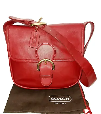 Coach Vintage  Legacy Bedford Saddle Mail Flap Red Leather Shoulder Bag 4164 • $252