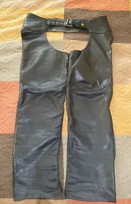 Leather Motorcycle Chaps Mens Medium  Quality Leather Used - Broken In! • $41