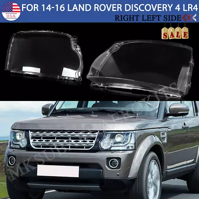 New Pair Headlight Headlamp Lens Cover For 2014-2016 Land Rover Discovery 4 LR4 • $102.98