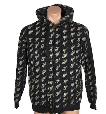 VTG 00s Matix Allover Print Full Zip Hoodie Black Tan L/S Skater Surf  Sz L • $50