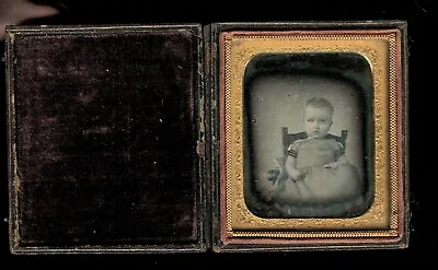 ID'd Dated GEORGIA Baby John Madison Taylor 1/6 Daguerreotype Full Case 1850s • $350