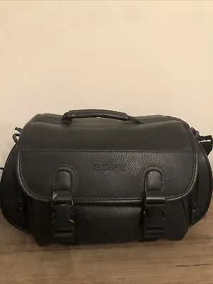 Vintage 1990s Large Sony Black Video Camera Bag Camcorder Case Leather Strap • $24.99