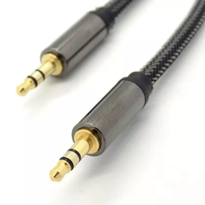 Audio AUX Cable Braided 3.5mm Metal Jack Stereo For IPhone IPod Headphone CAR UK • £4.15