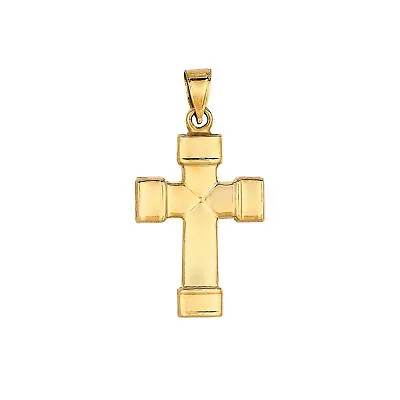 14K Yellow Gold Puffy Cross Charm Fine Jewelry • $176.99