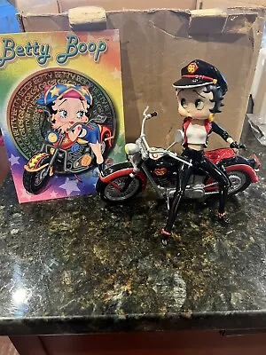 Vintage Betty Boop Figurine  Biker Betty  Riding Red & Black Motorcycle. • $75